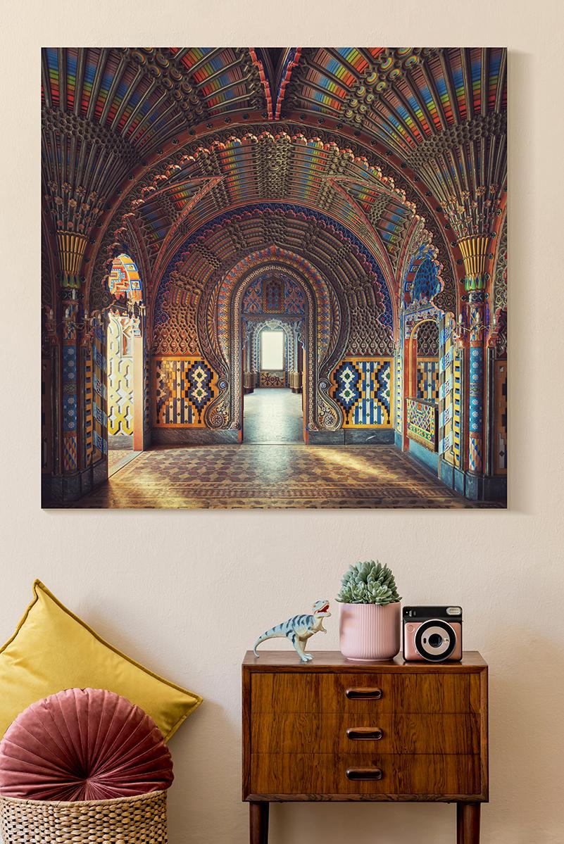 Peacock von Gina Soden – Fotografie, Innenraum eines verlassenen Schlosses, Italien im Angebot 1