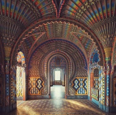 Paon par Gina Soden - Photographie, intérieur d'un château abandonné, Italie