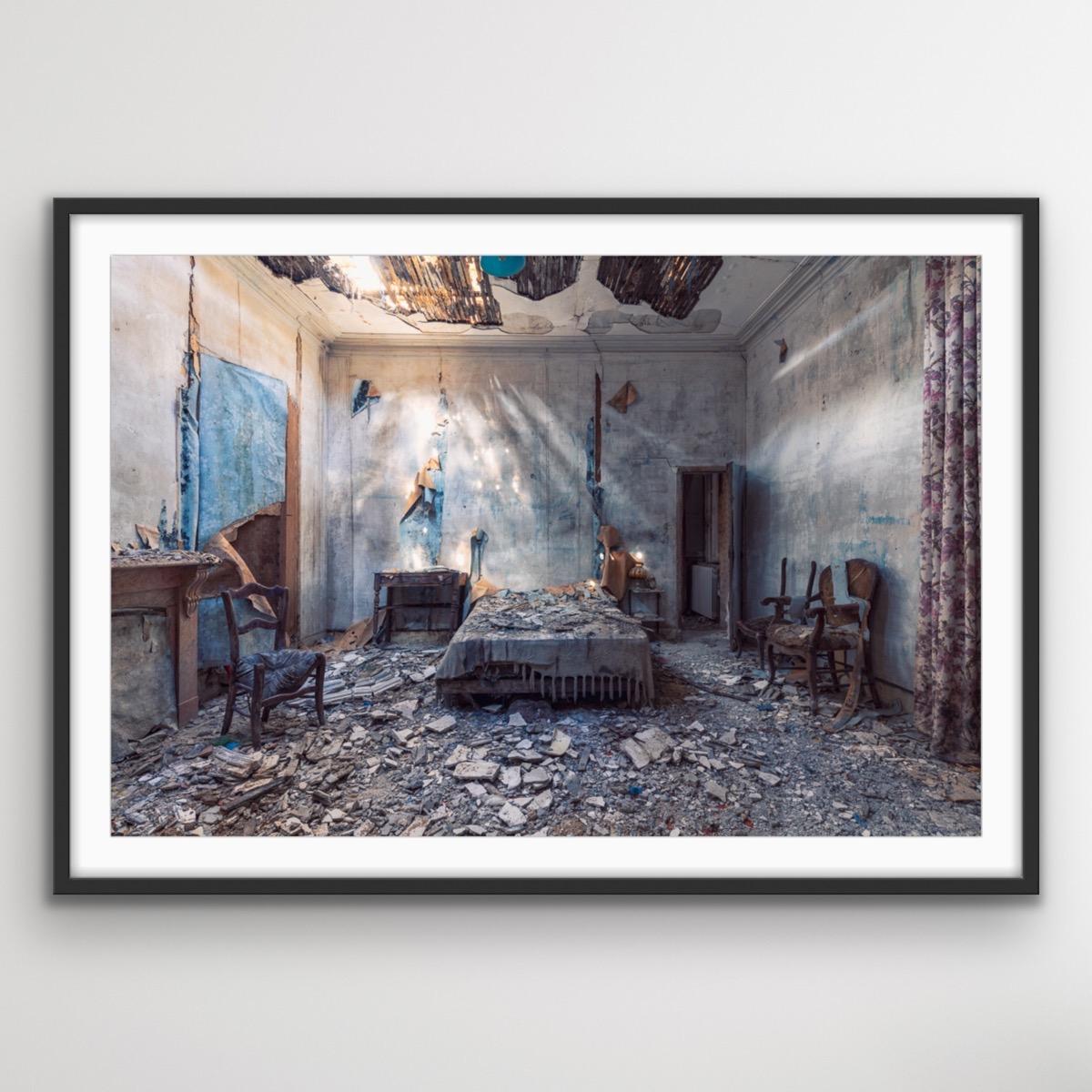 Submerge, Interior Photography, Derelict Building Artwork, Light Art Photography - Gray Color Photograph by Gina Soden