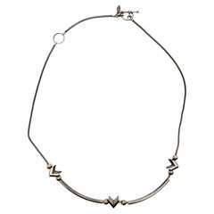 Gina Sterling Silver and 14k Gold Chevron Station Necklace #24725
