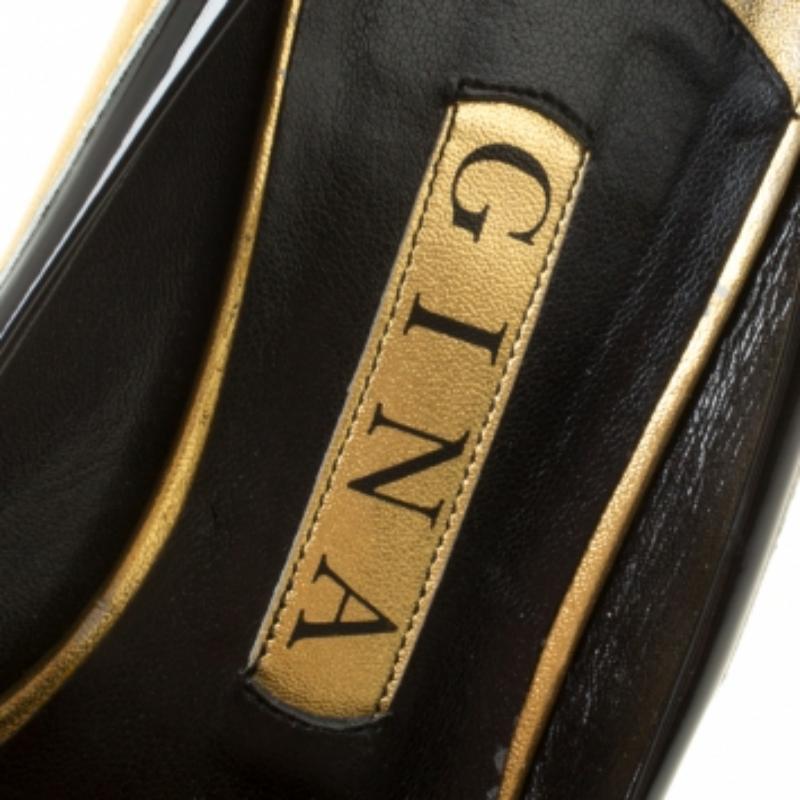Gina Zweifarbige Tori-Pumps aus Leder Größe 36,5 im Angebot 2