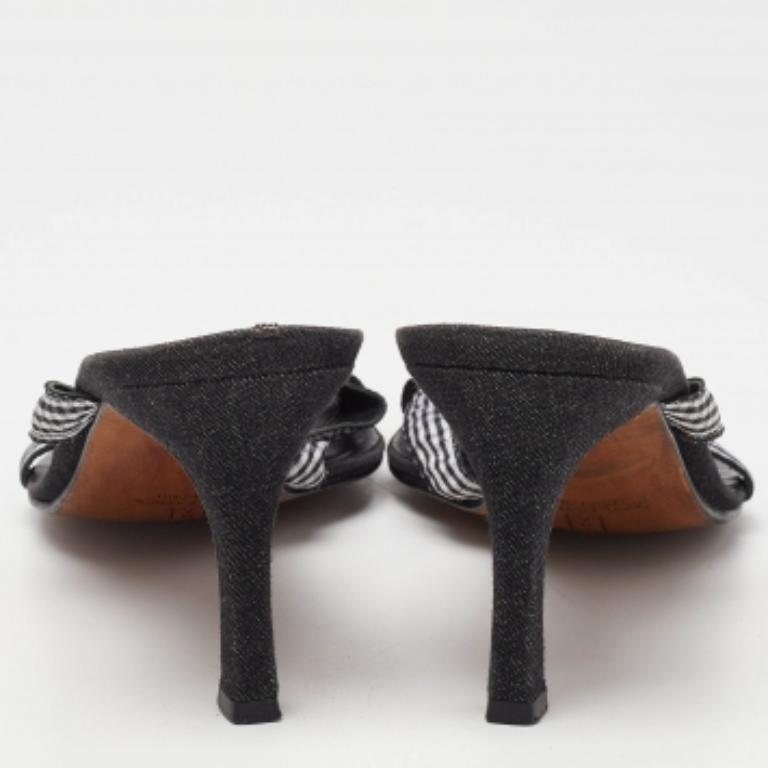 Gina - Sandales en tissu noué blanc/noir - Slide - Taille 39 en vente 1
