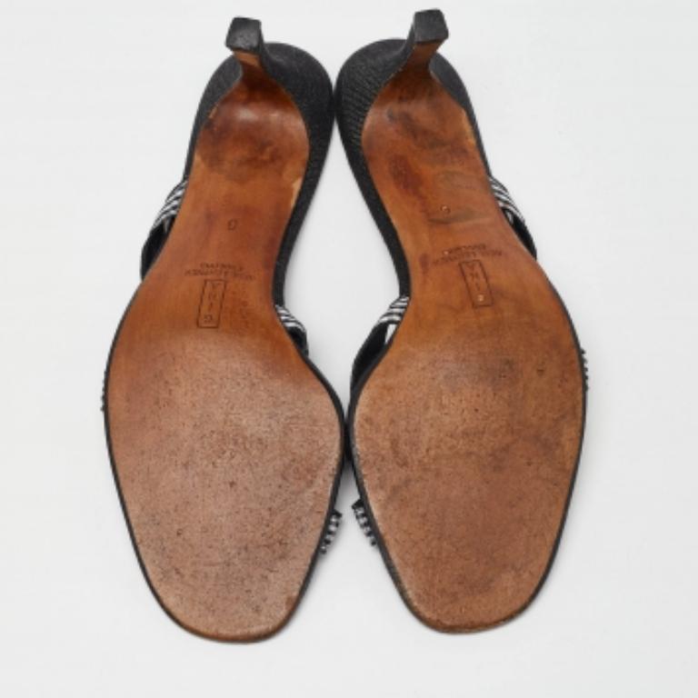 Gina - Sandales en tissu noué blanc/noir - Slide - Taille 39 en vente 2