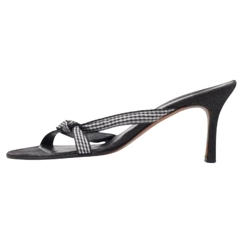 Gina - Sandales en tissu noué blanc/noir - Slide - Taille 39 en vente