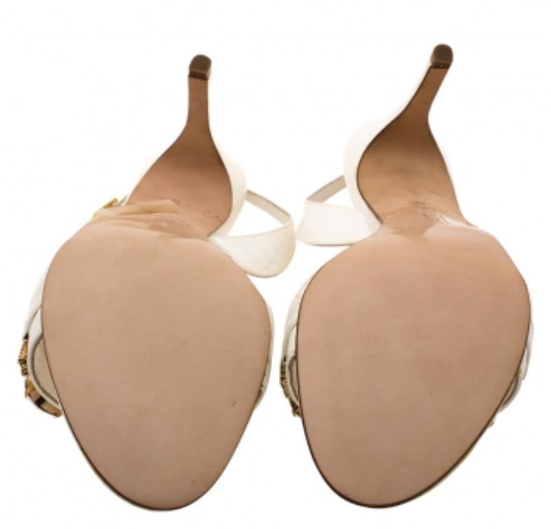 Gina, pelle bianca con cristalli, Sandali Slingback Taglia 41 in vendita 2