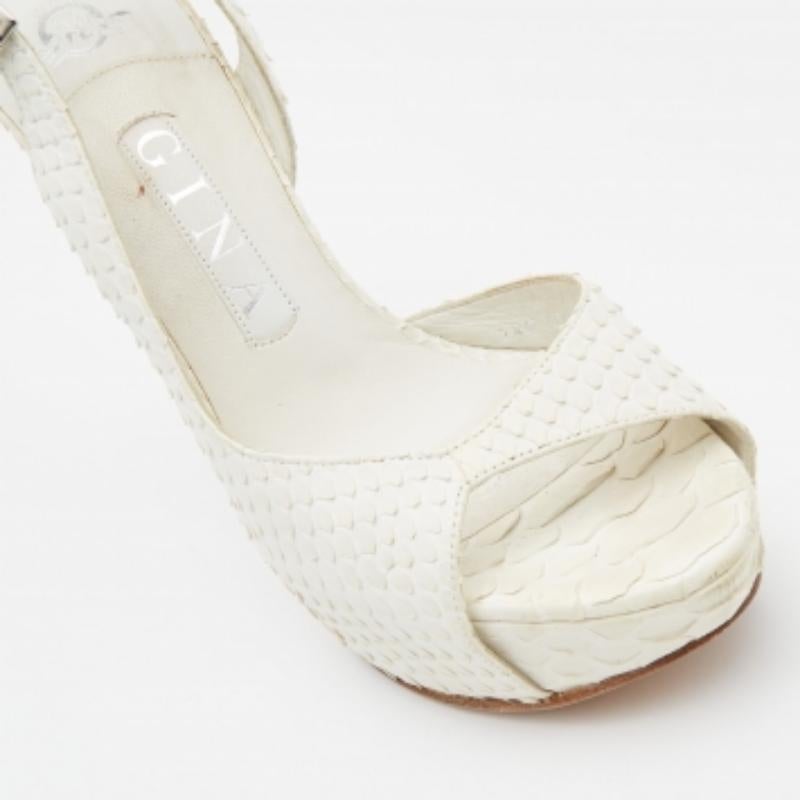 Women's Gina White Python D'orsay Slingback Sandals Size 37 For Sale