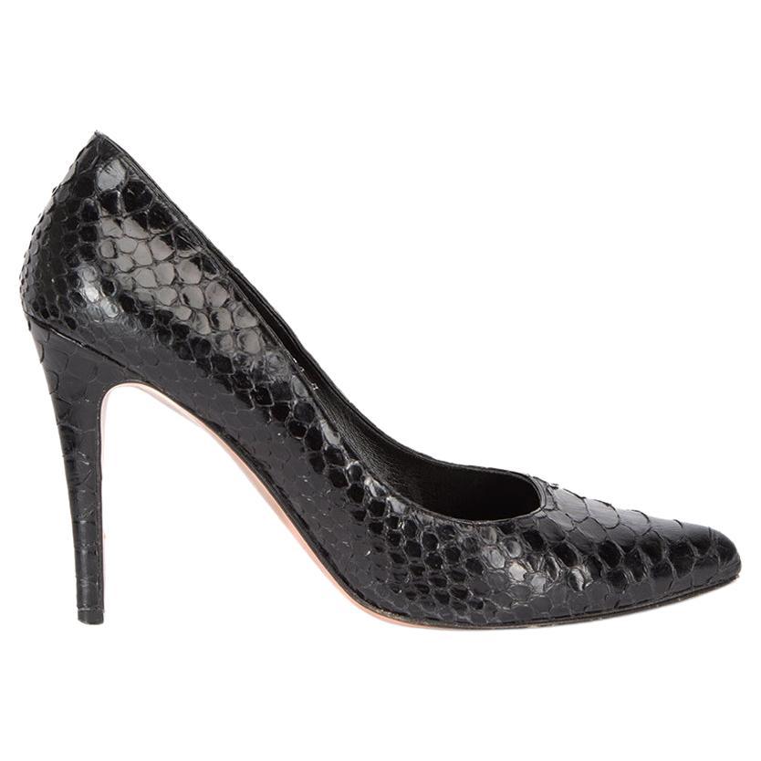 Gina Women's Black Python Pointed Toe Heels For Sale at 1stDibs