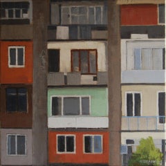 Apartment Building II -21st Century Contemporary City scape Painting