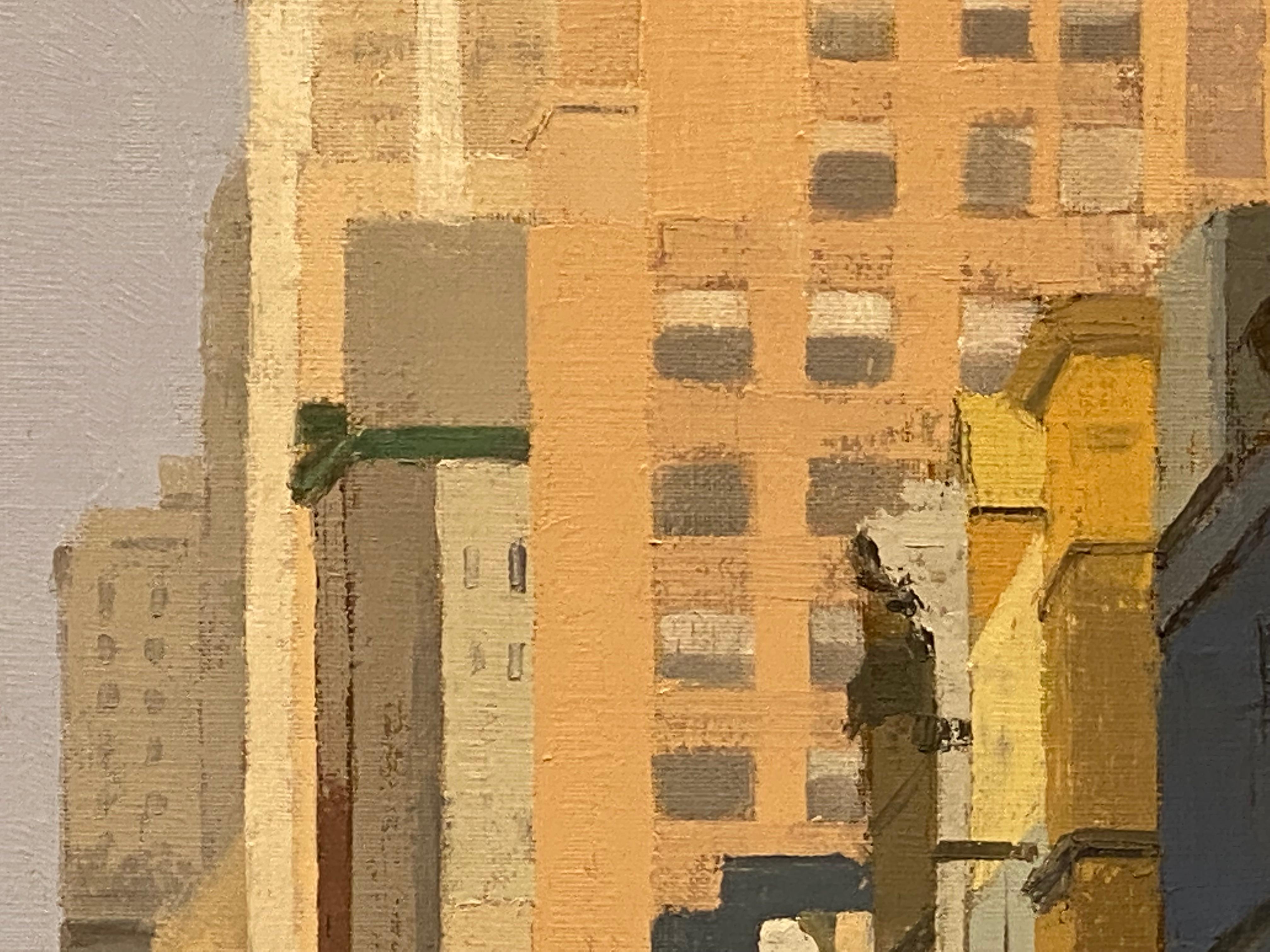 Broadway- 21 st Century Contemporary Painting of the city New York (USA) - Brown Landscape Painting by Gineke Zikken