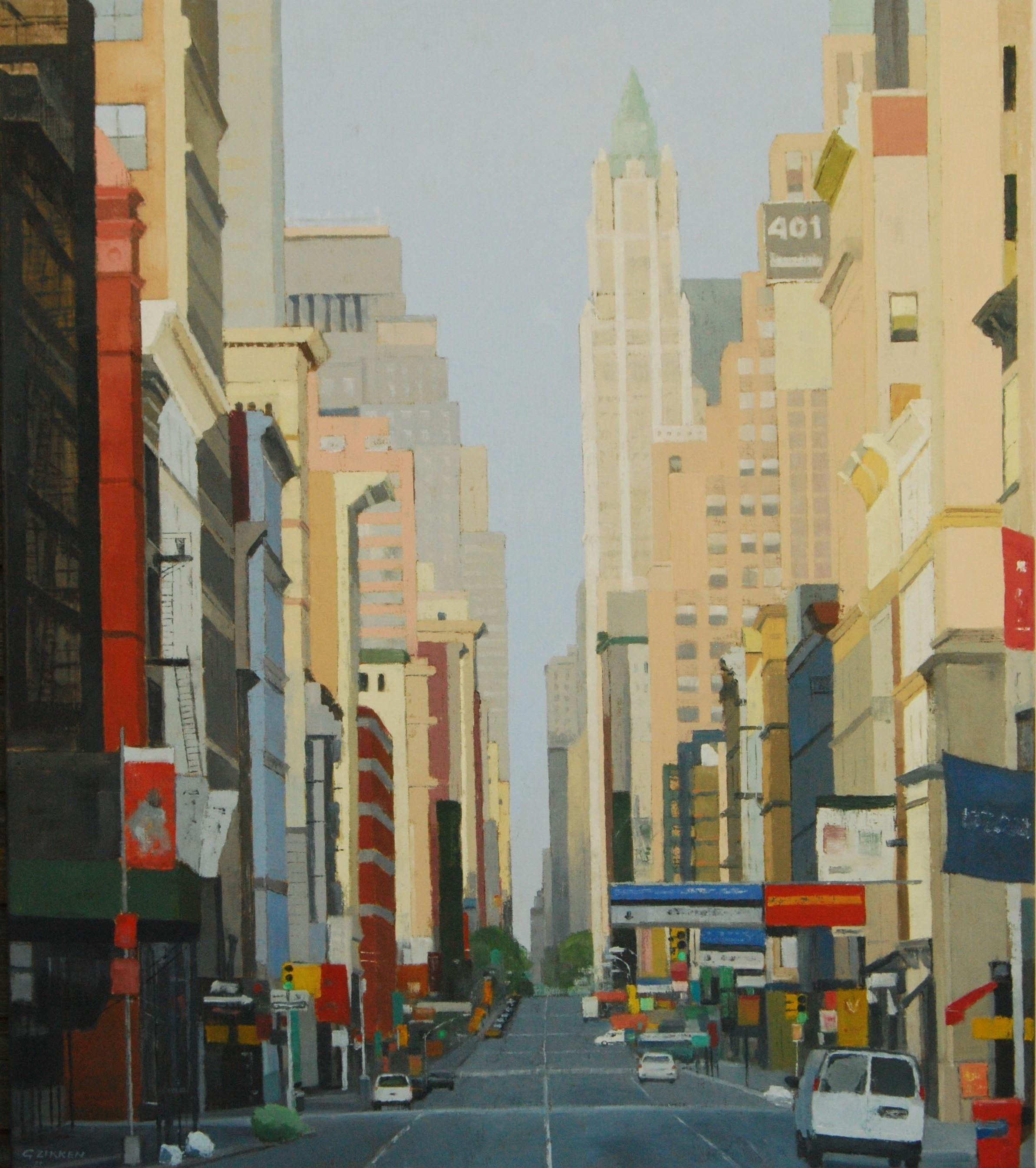 Gineke Zikken Landscape Painting - Broadway- 21 st Century Contemporary Painting of the city New York (USA)