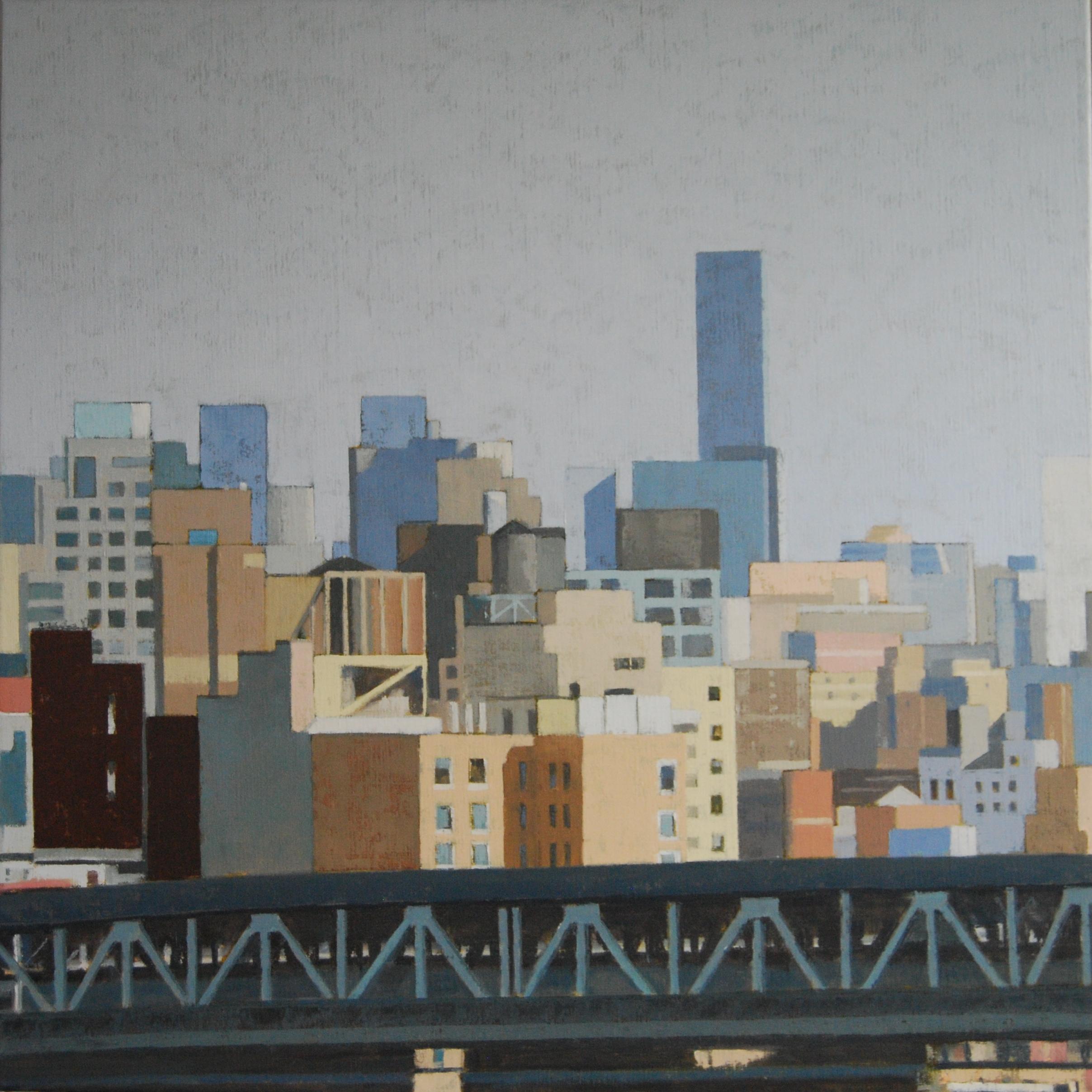 Figurative Painting Gineke Zikken - Pont de Manhattan - 21e siècle Peinture contemporaine de New York avec vue sur la rue