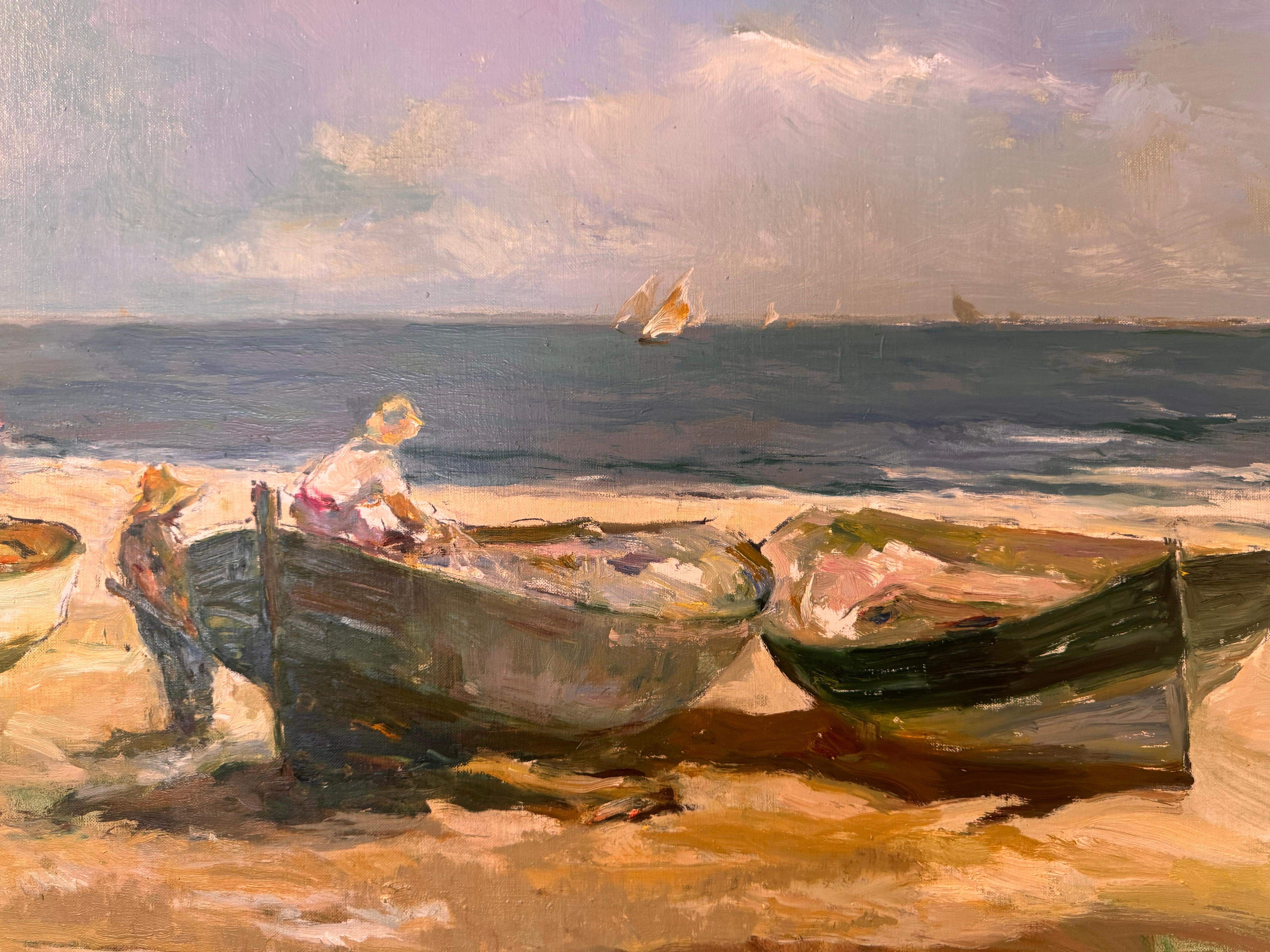 This painting is in excellent condition and has only been displayed in a gallery setting. 

Acclaimed Spanish artist Giner Bueno, born 1935 in Godella (a town along the Valencian coast) defines himself as a painter of vitality.  Bueno received his