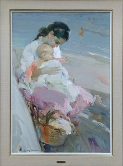 Giner Bueno  maternidad en rosa original painting