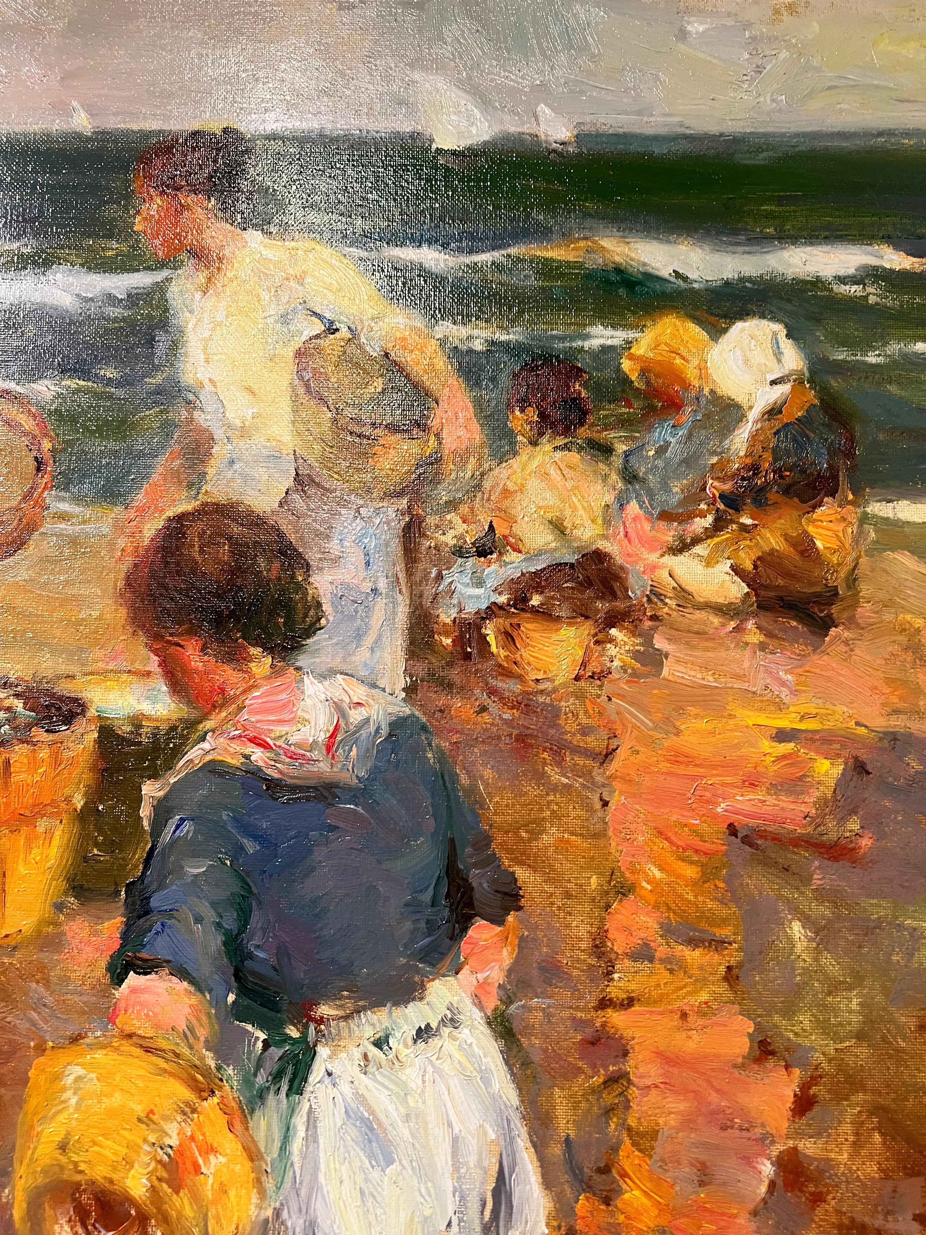 Pescadoras de Valence - Impressionnisme Painting par Giner Bueno
