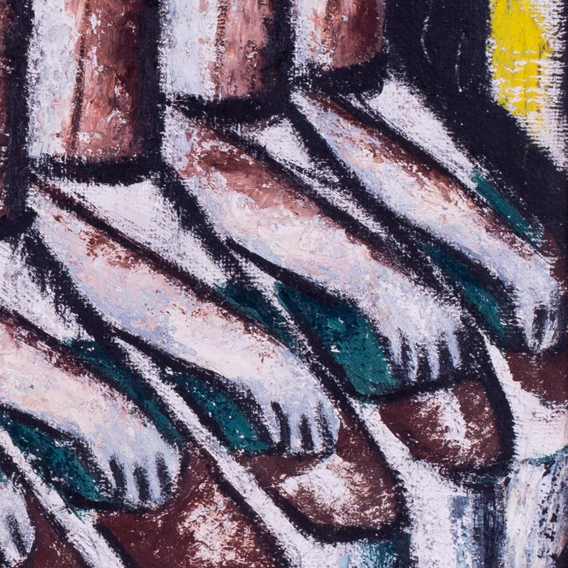 1919 Óleo postcubista español de Gines Parra 'Damas', negros, amarillos en venta 1
