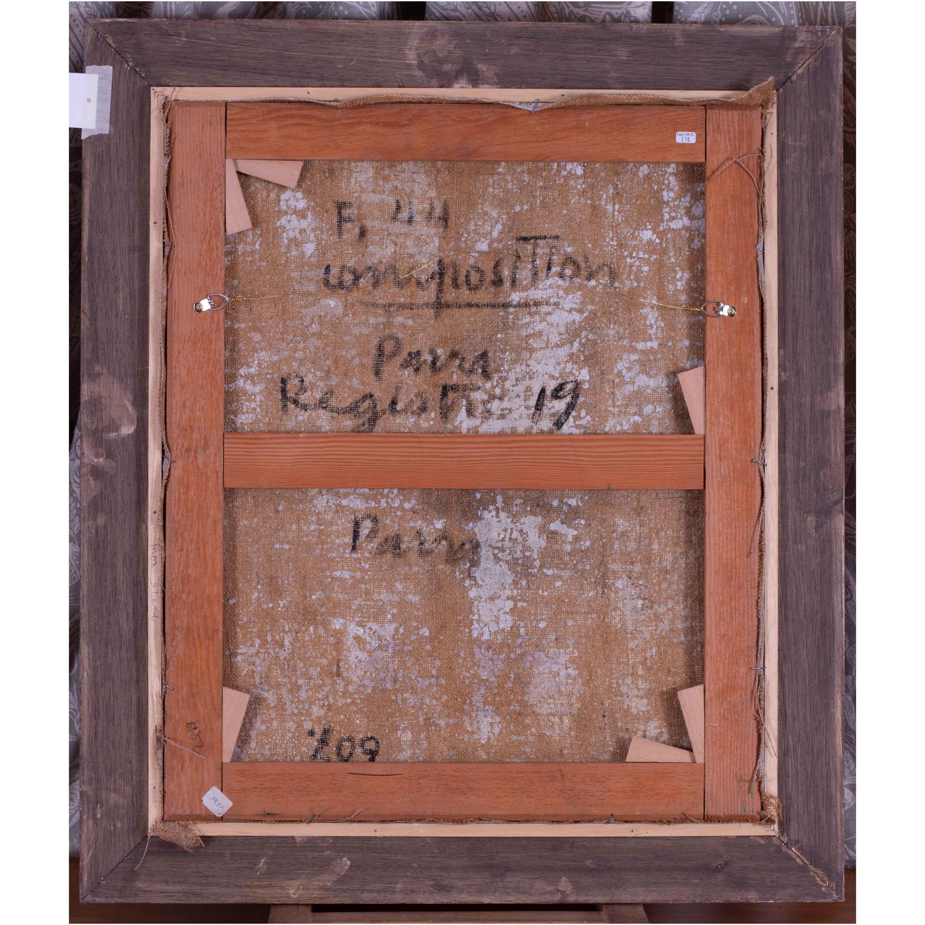 1919 Óleo postcubista español de Gines Parra 'Damas', negros, amarillos en venta 3