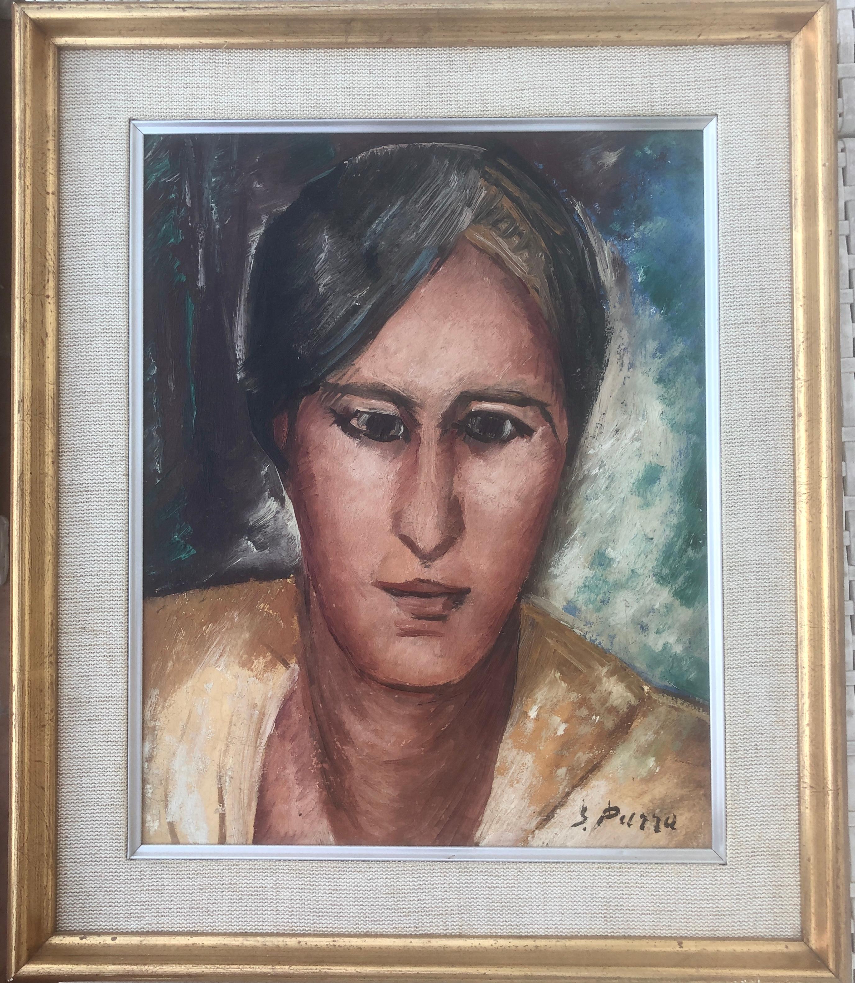 Portrait oil on canvas painting Gines Parra Spain - Painting by Ginés Parra