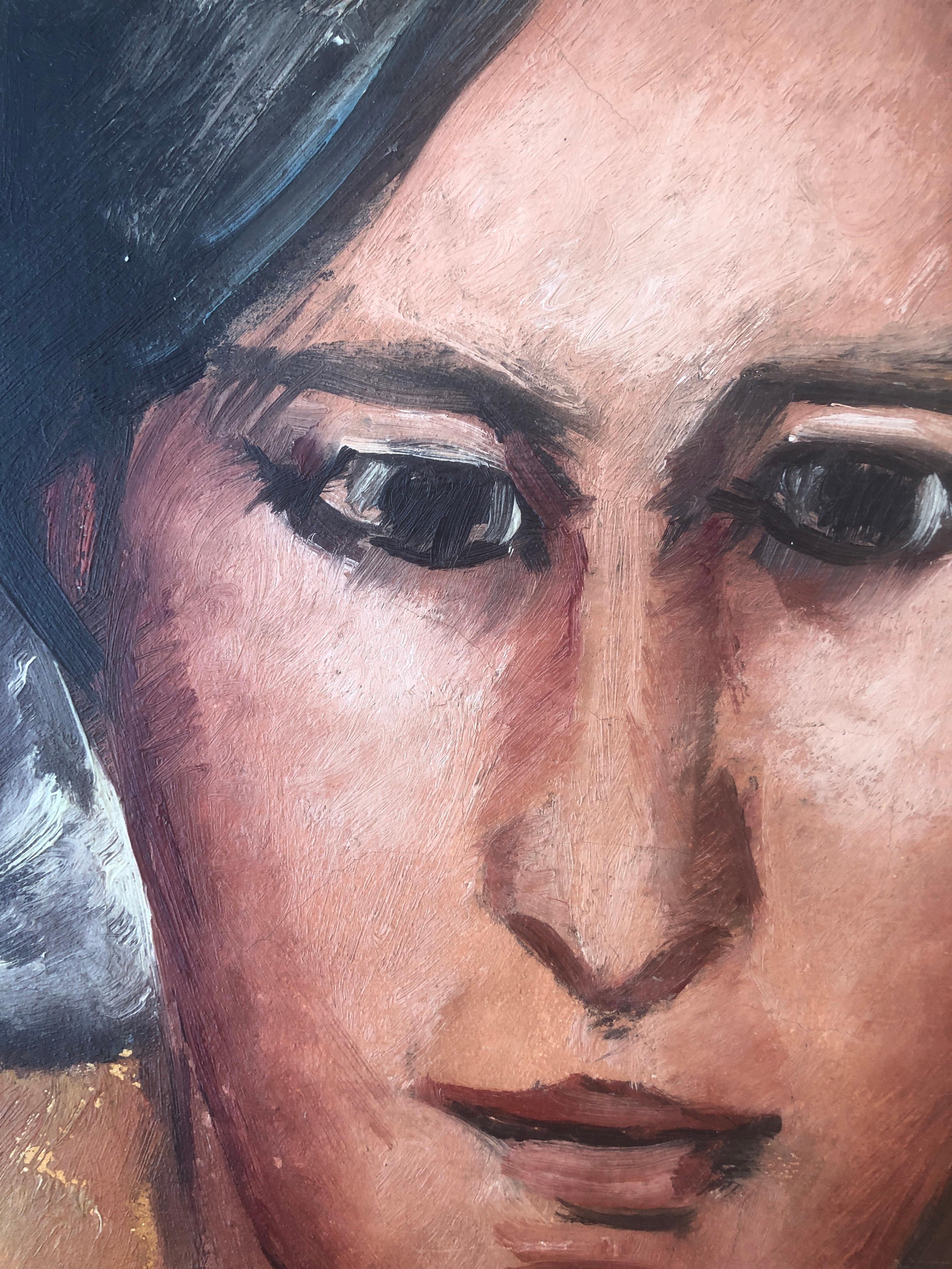 Porträt Öl auf Leinwand Gemälde Gines Parra Spanien im Angebot 1