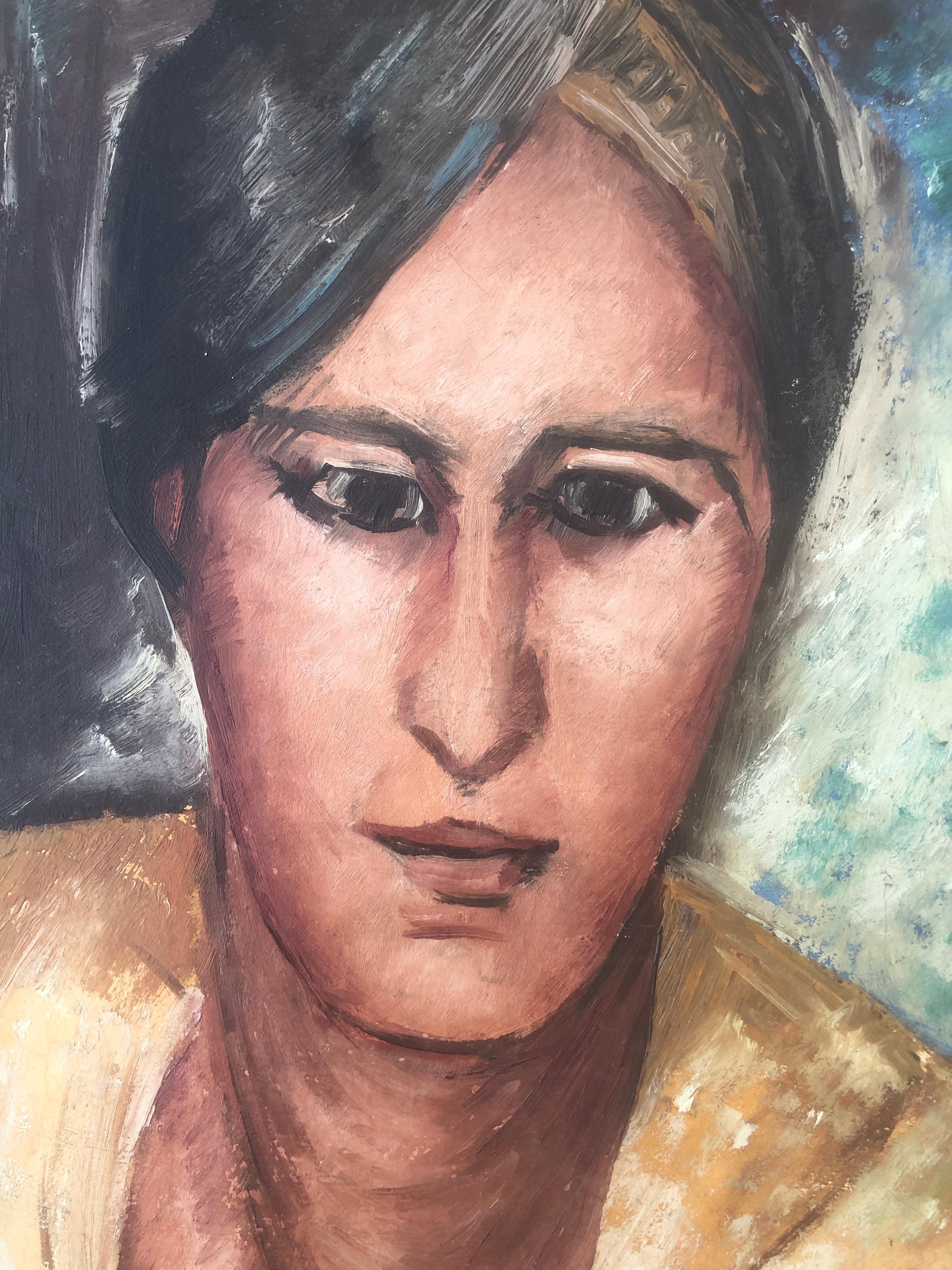 Portrait oil on canvas painting Gines Parra Spain For Sale 3
