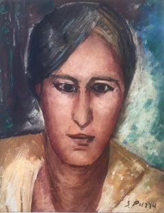 Portrait oil on canvas painting Gines Parra Spain