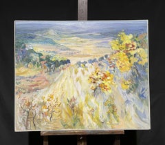 GINET LASNIER (1927-2020) FRENCH OIL - COLOURFUL LANDSCAPE