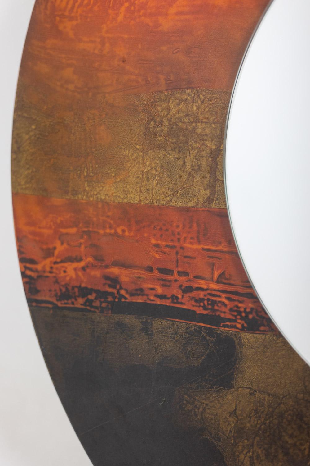 Ginette Clement. Round lacquer mirror. Year 1966. For Sale 1