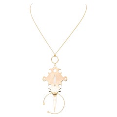 Ginette NY Chain Necklace Jumbo Tanger on Chain Rose Gold