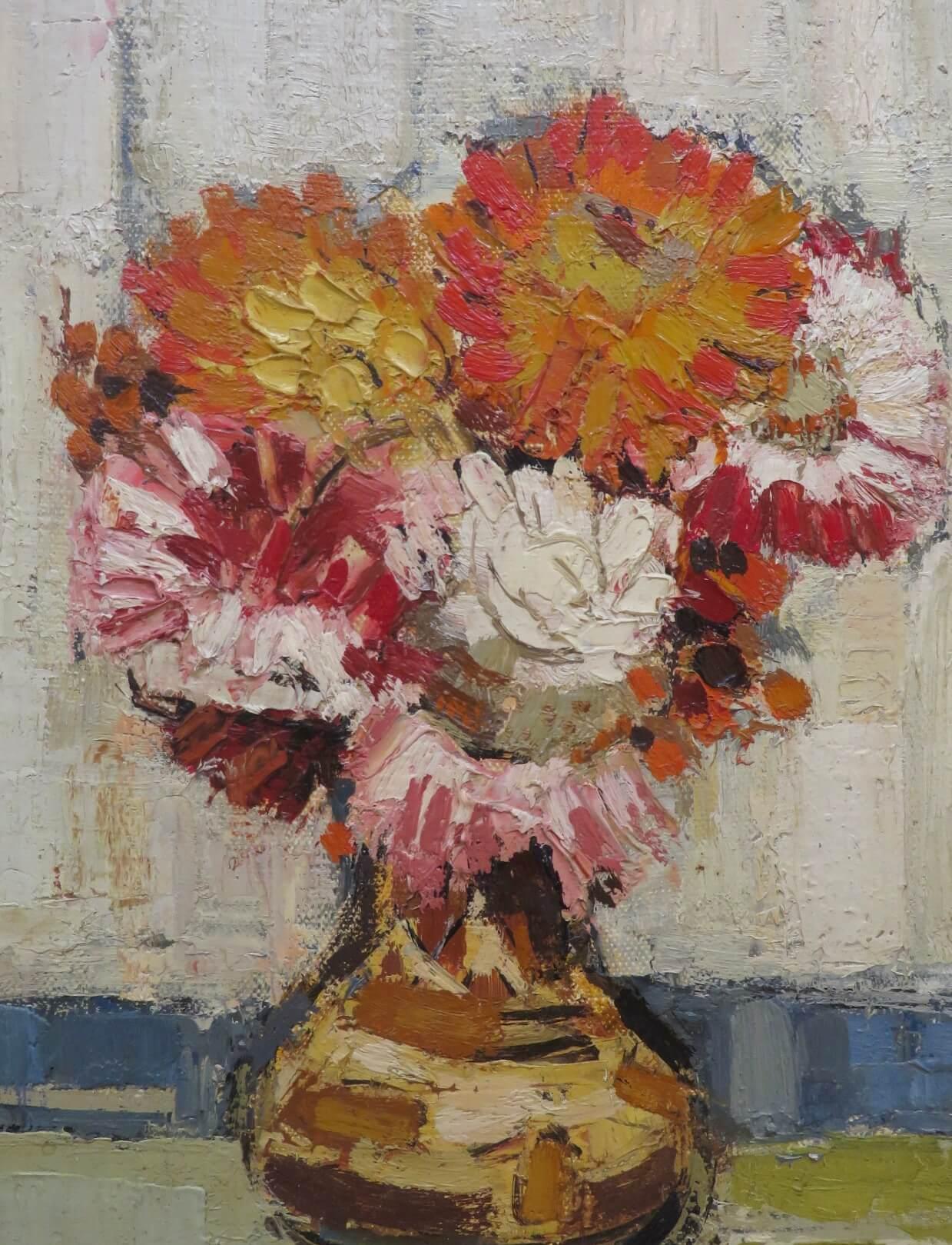 ORIGINAL FRANZÖSISCH Mitte des 20. Jahrhunderts IMPRESSIONIST Ölgemälde STILLLEBEN BLUMEN (Impressionismus), Painting, von Ginette Rapp