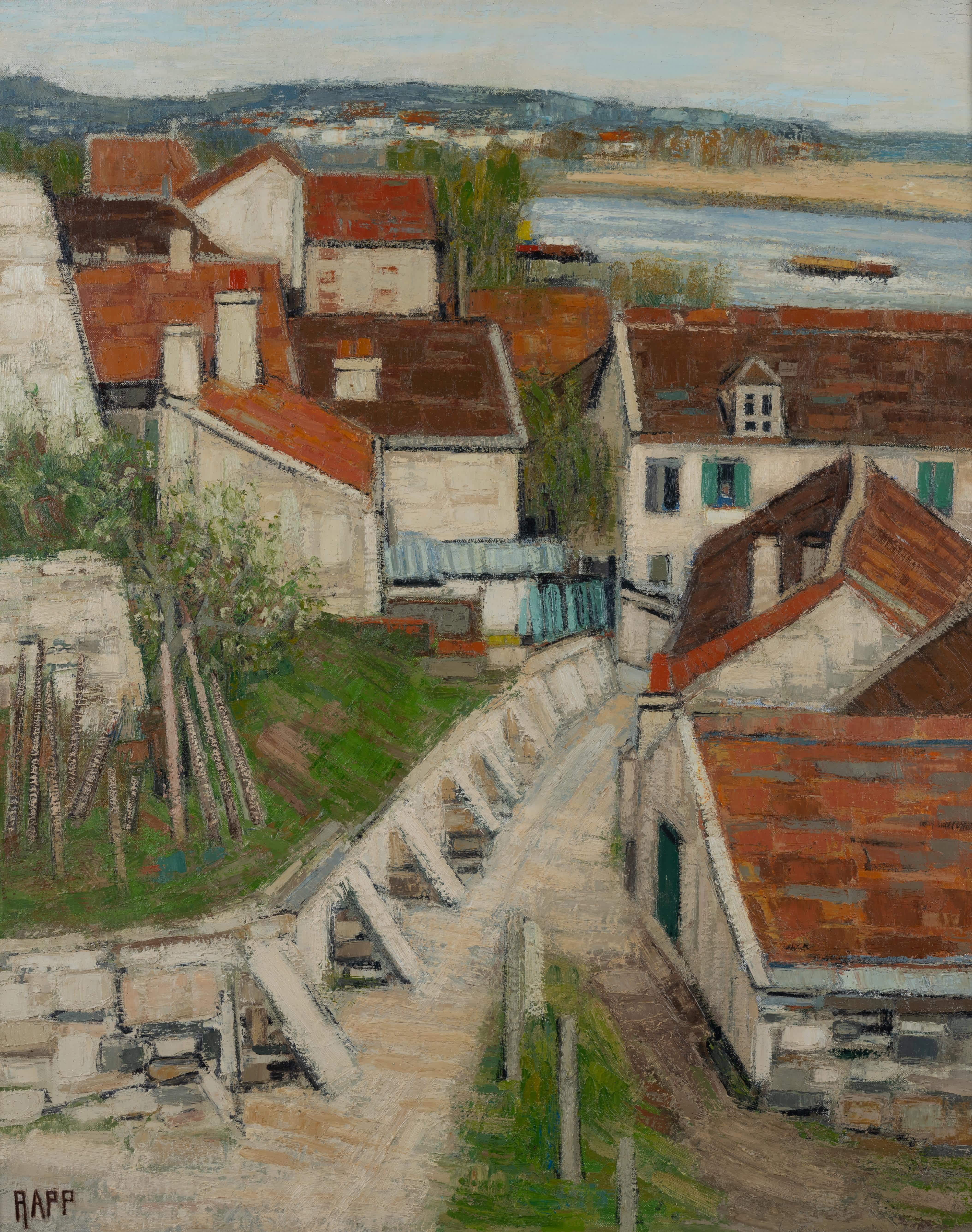 Pueblo en la orilla - Painting de Ginette Rapp