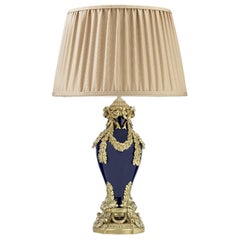 Lampe de bureau Ginevra à 2 lumières, bleue et dorée