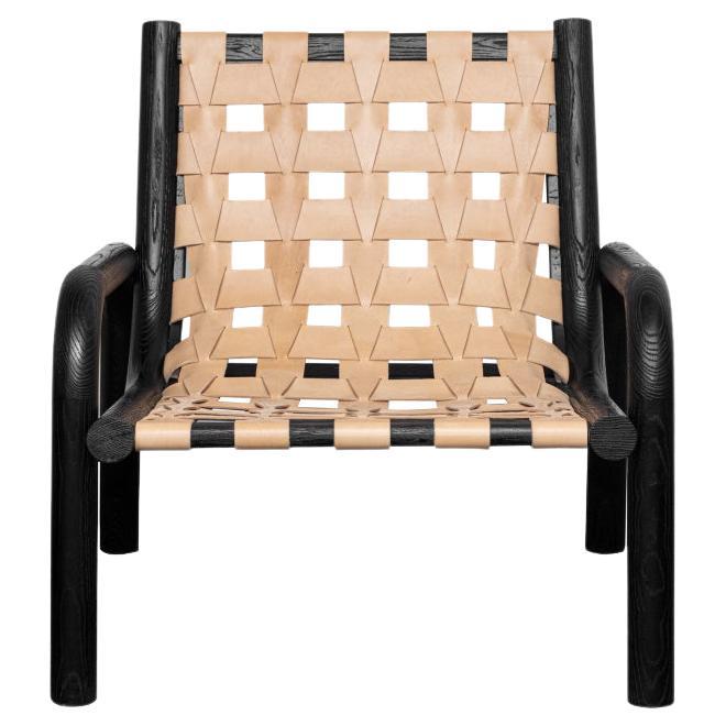 Moderno Poltrona Ginga in pelle di Oak nero, realizzata a mano in Portogallo da Duistt in vendita