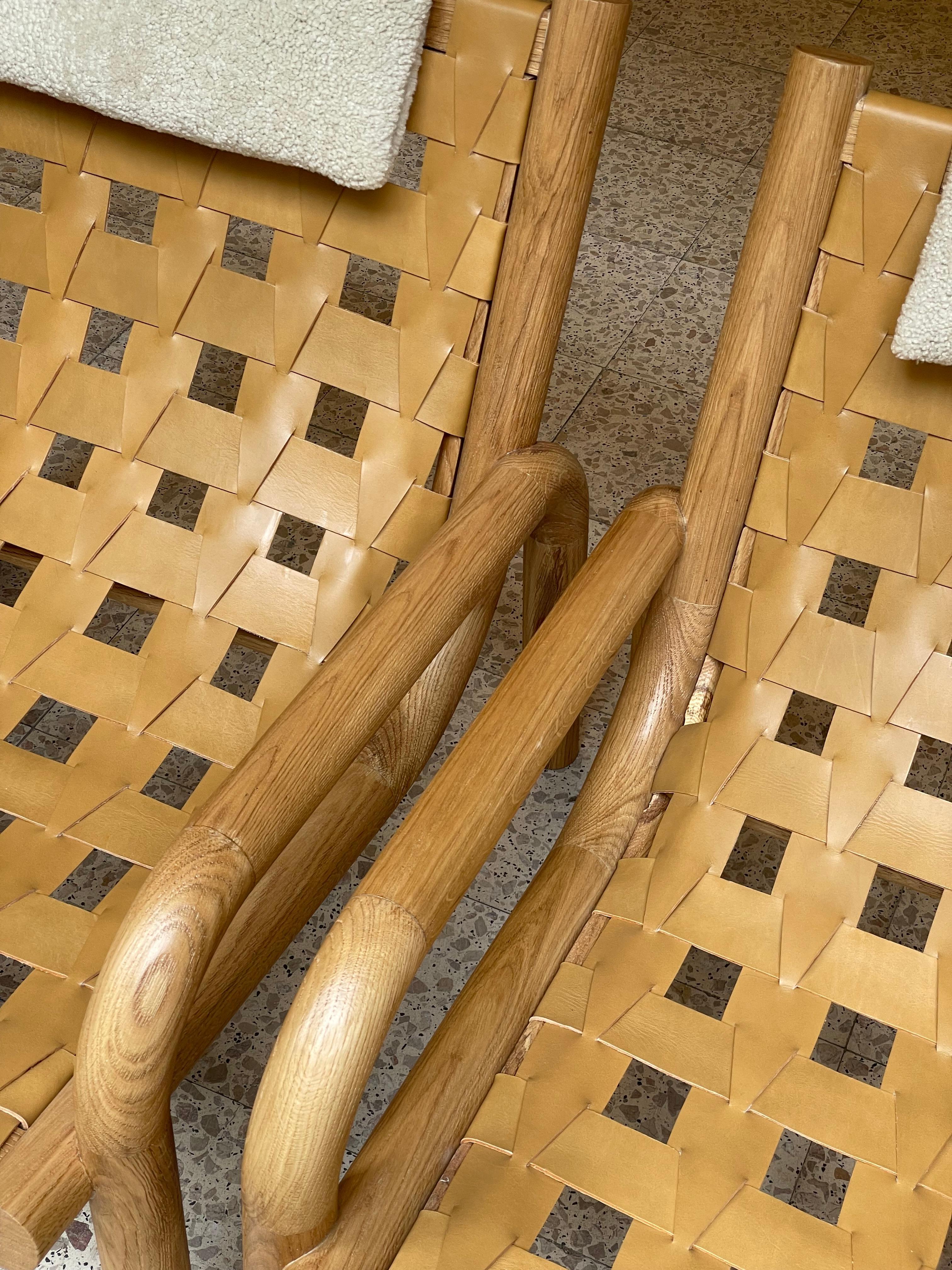 Ginga Ledersessel, Eiche massiv, handgefertigt in Portugal von Duistt im Angebot 1