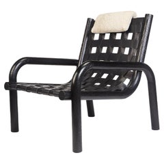 Ginga Leather Armchair, Solid Black Oak, Handcrafted in Portugal by Duistt