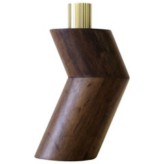 handmade minimalist rare wood  vase with brass details , by Gustavo Dias