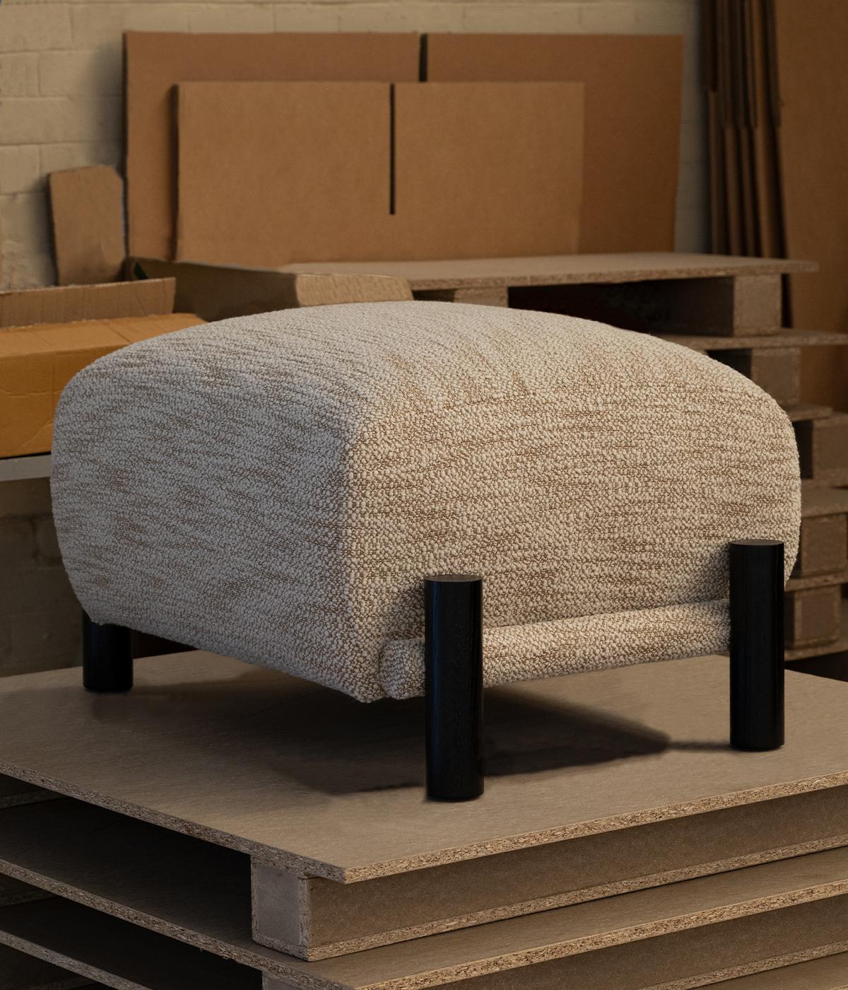 Contemporary Ginga XL Footstool in Black Oak, Handcrafted in Portugal by Duistt For Sale
