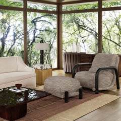 Footstool Ginga XL in Black Solid Oak Feet & Upholstered fabric Gastón y Daniela