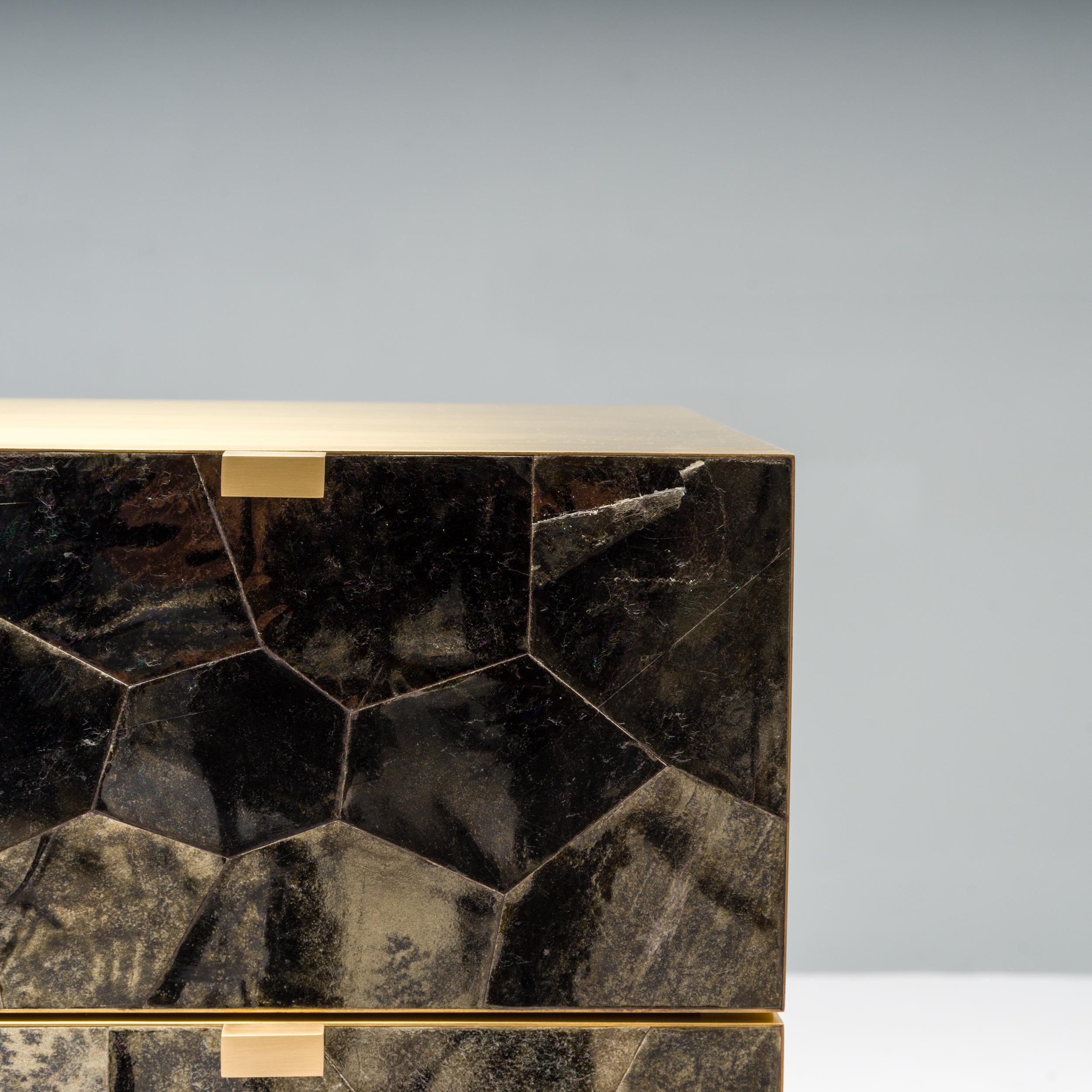 Ginger Brown Lava Stone and Shagreen Apodis Chest of Drawers 4
