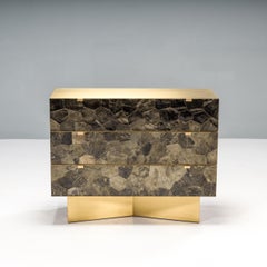 Commode Apodis en pierre de lave marron gingembre et galuchat