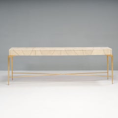 Tavolo Consolle Hydra in ottone e zigrino marrone Ginger Brown