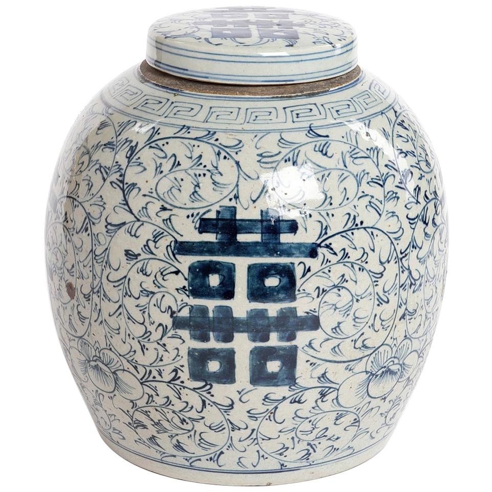 Ginger Jar Blue White Chinese Vase