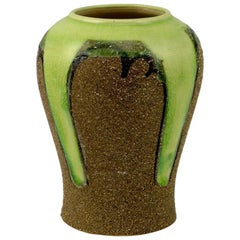 Ginger Jar Shaped Vase In Celery & Rough Sand Glaze