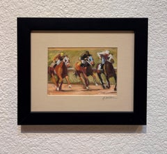 "Finish Line" - Impressionist Still-Life of Horse Track, Pastel Painting