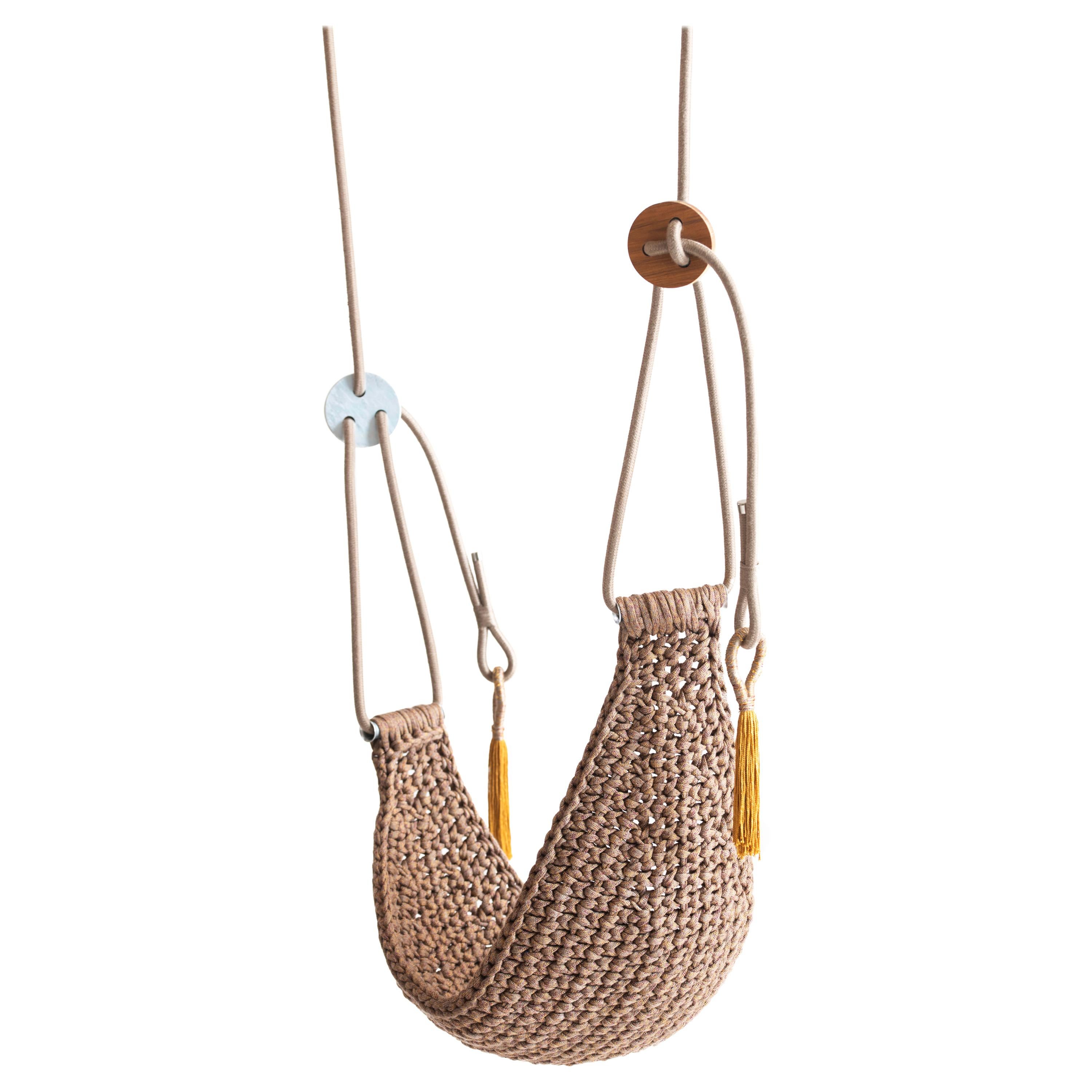Ginger Saddle Swing Handmade Crochet Outdoor UV Protected Textile Hammock Seat