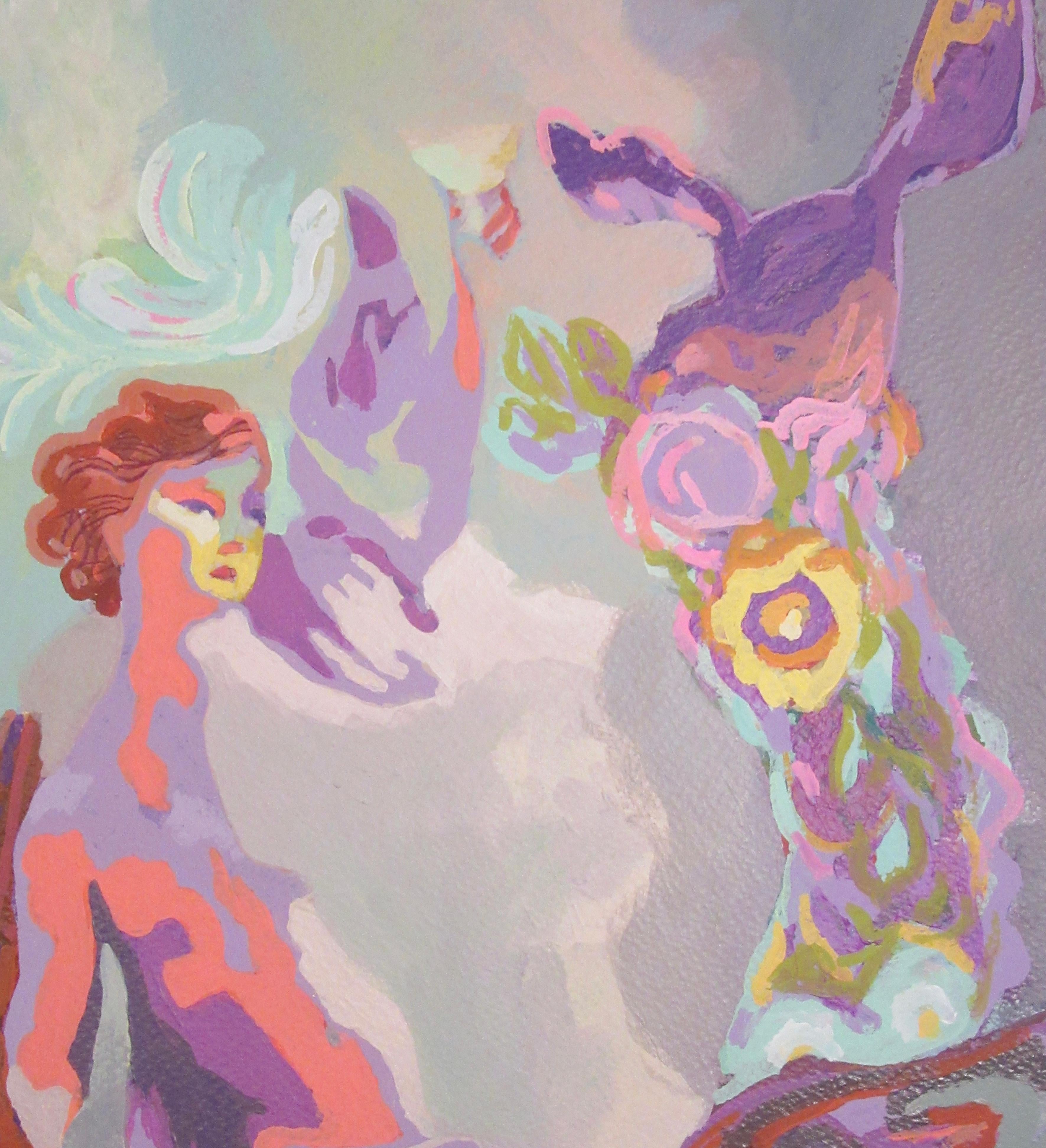 Aquarius : Flight of Ganymede - Gris Figurative Painting par Ginger Williams Cook