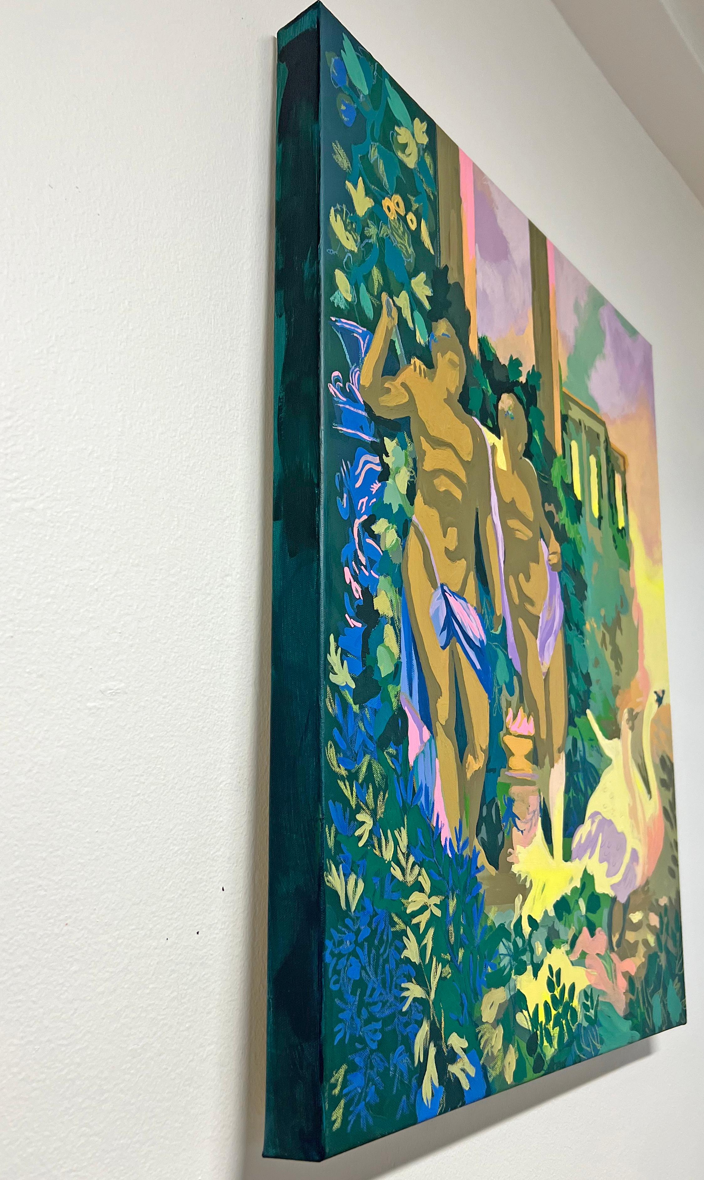 Gemini: Tempel des Castor und Pollux (Beige), Figurative Painting, von Ginger Williams Cook