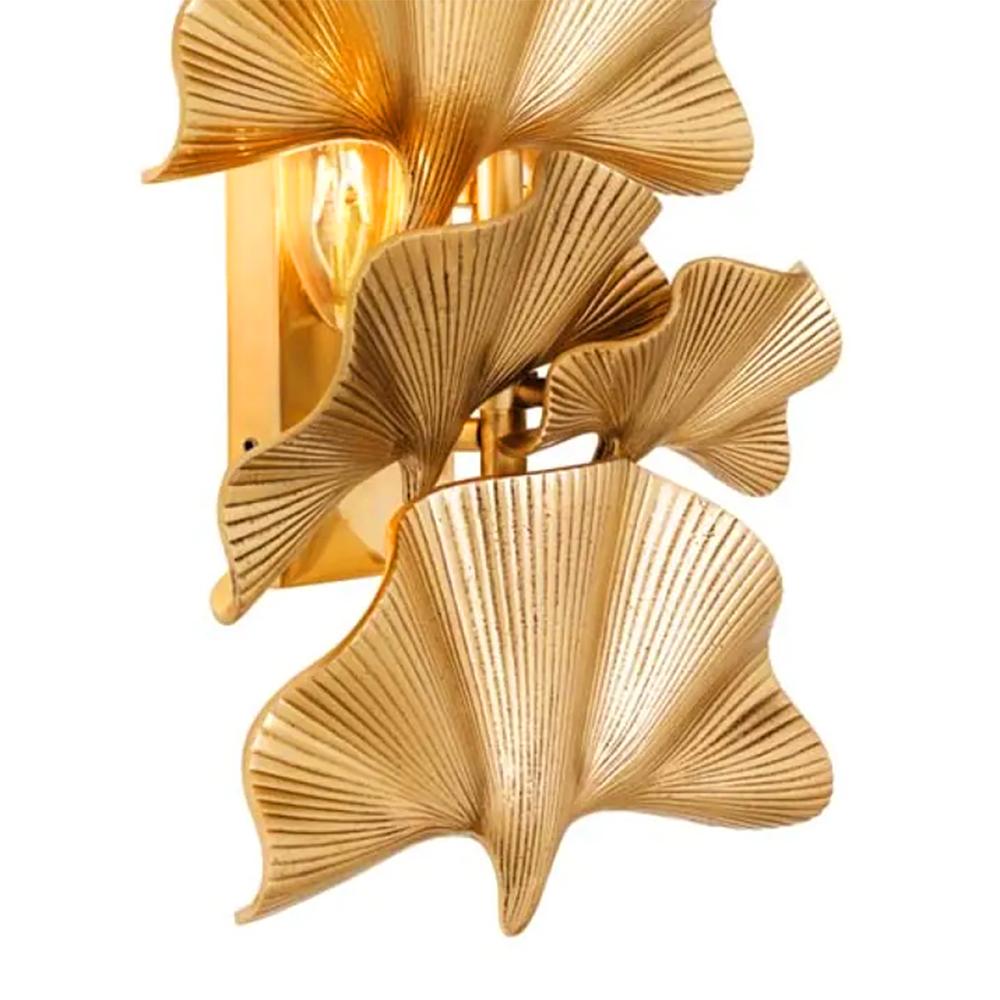 Lámpara de Pared Gingko 5 Hojas Latón en venta