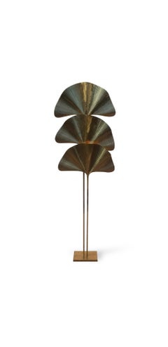 Lampada da terra in ottone Ginkgo di Tommaso Barbi Ginko, anni '70