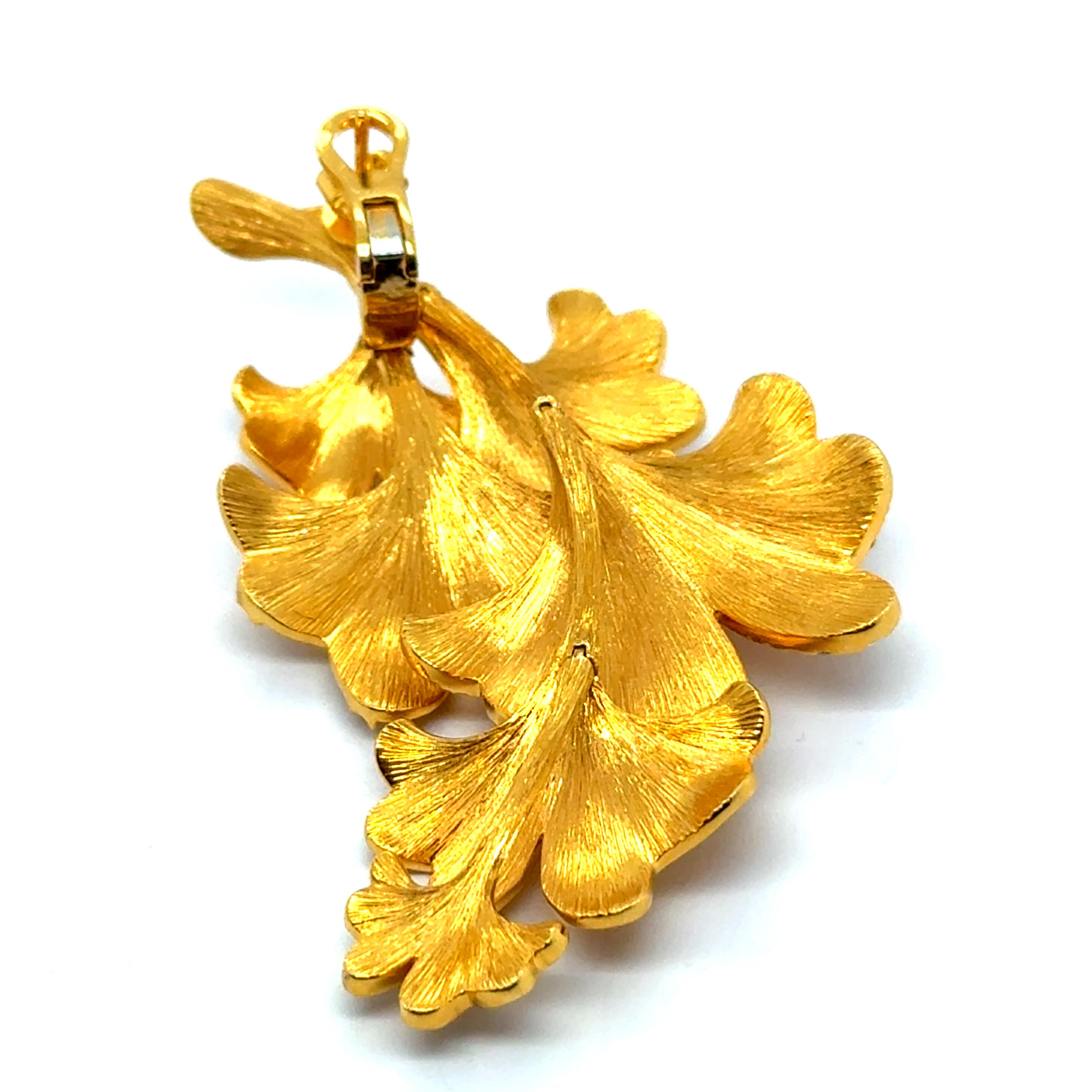 Ginkgo Earrings with Diamonds in 18 Karat Yellow Gold by Serendipity For Sale 2