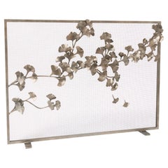Écran de cheminée Ginkgo en A Silver vieilli