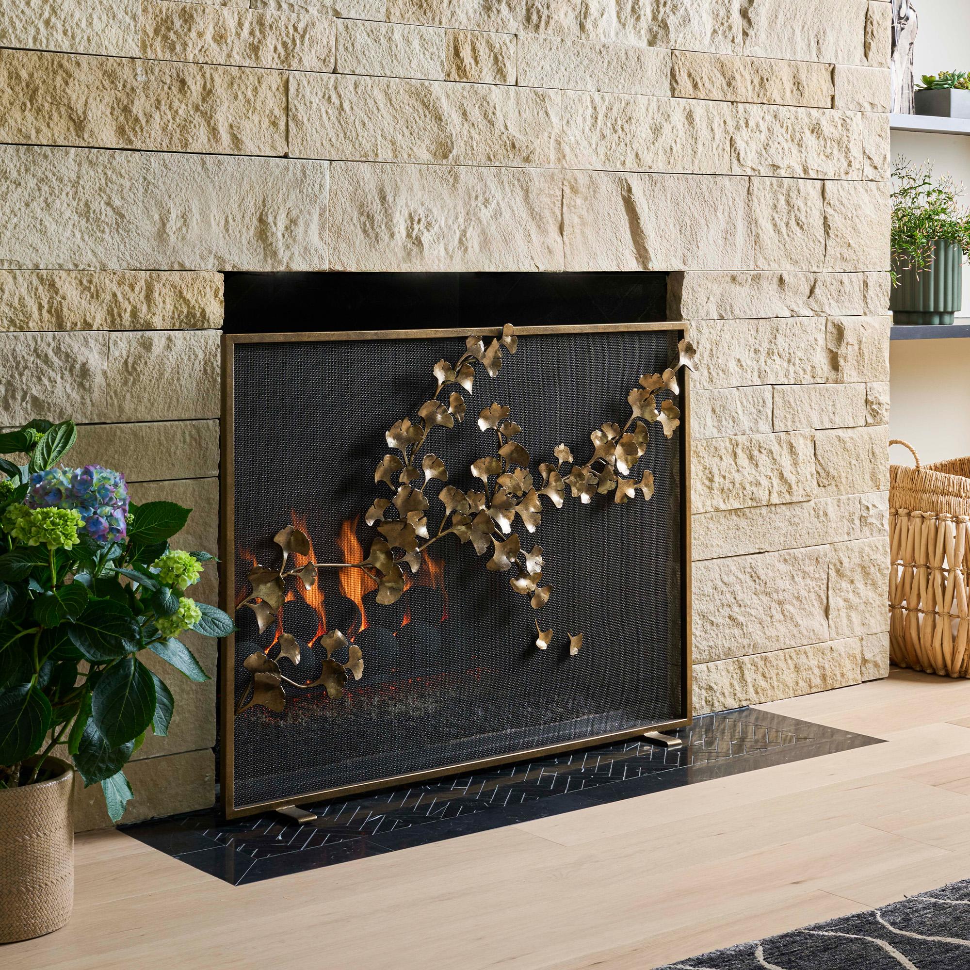 Pare-étincelles Ginkgo en or brillant en vente 12